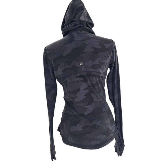 LULULEMON HOODED DEFINE JACKET 8 BLACK HERITAGE CAMO DEEP COAL BLACK - Picture 1 of 12